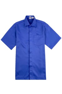 大量訂購藍色純色男裝短袖襯衫      設計工作服襯衫    可印logo    公司制服   團隊制服   恤衫專門店   透氣   舒適   R378 45度照